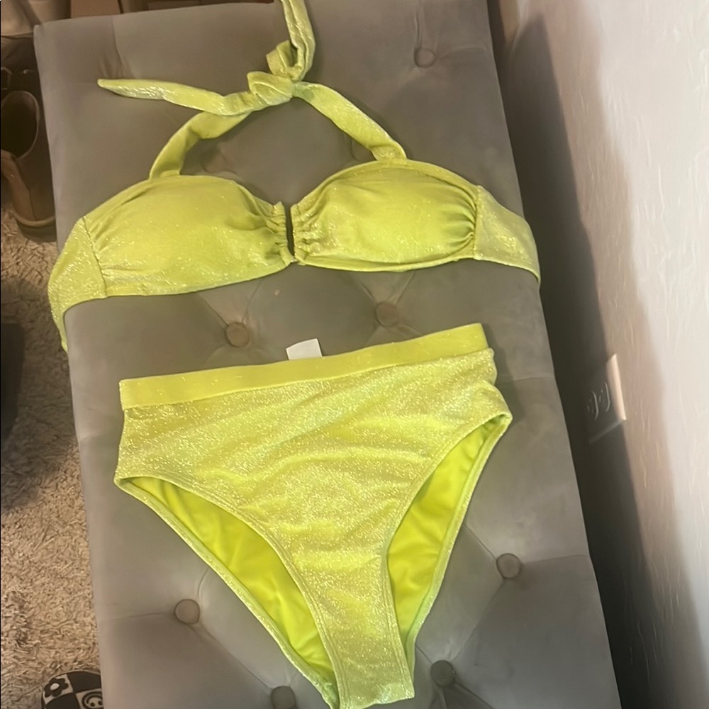 Shimmering Lime Green Bikini Set M
